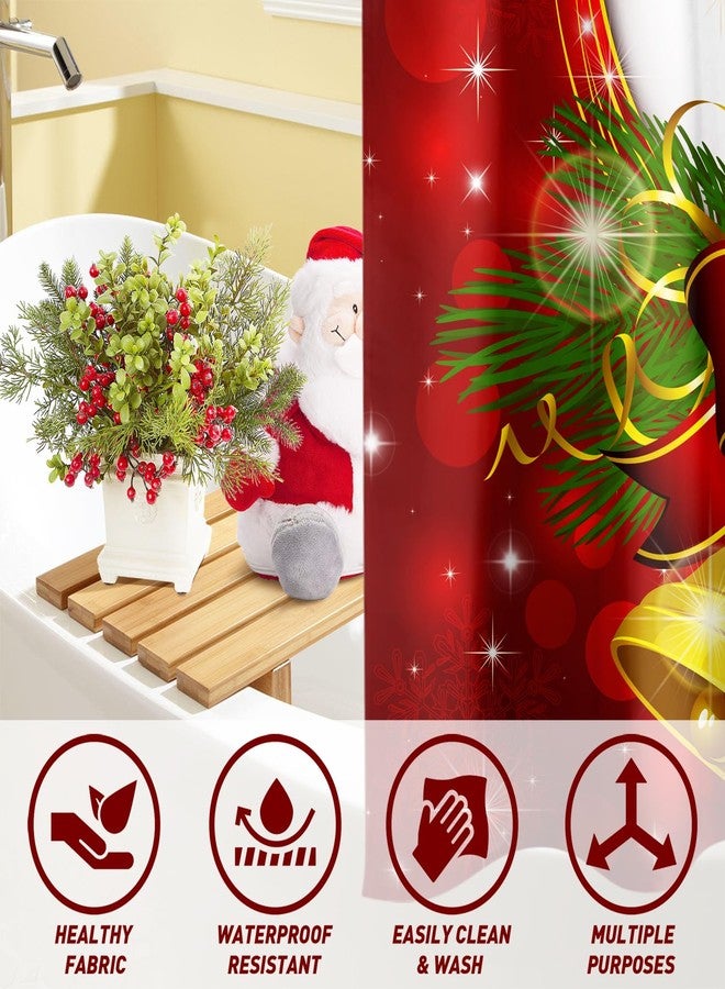 Roszwtit Merry Christmas Shower Curtain 72x72 Inch, Christmas Shower Curtains for Bathroom, Winter Xmas Holiday Home Decor Waterproof Fabric with Hooks - Image 4